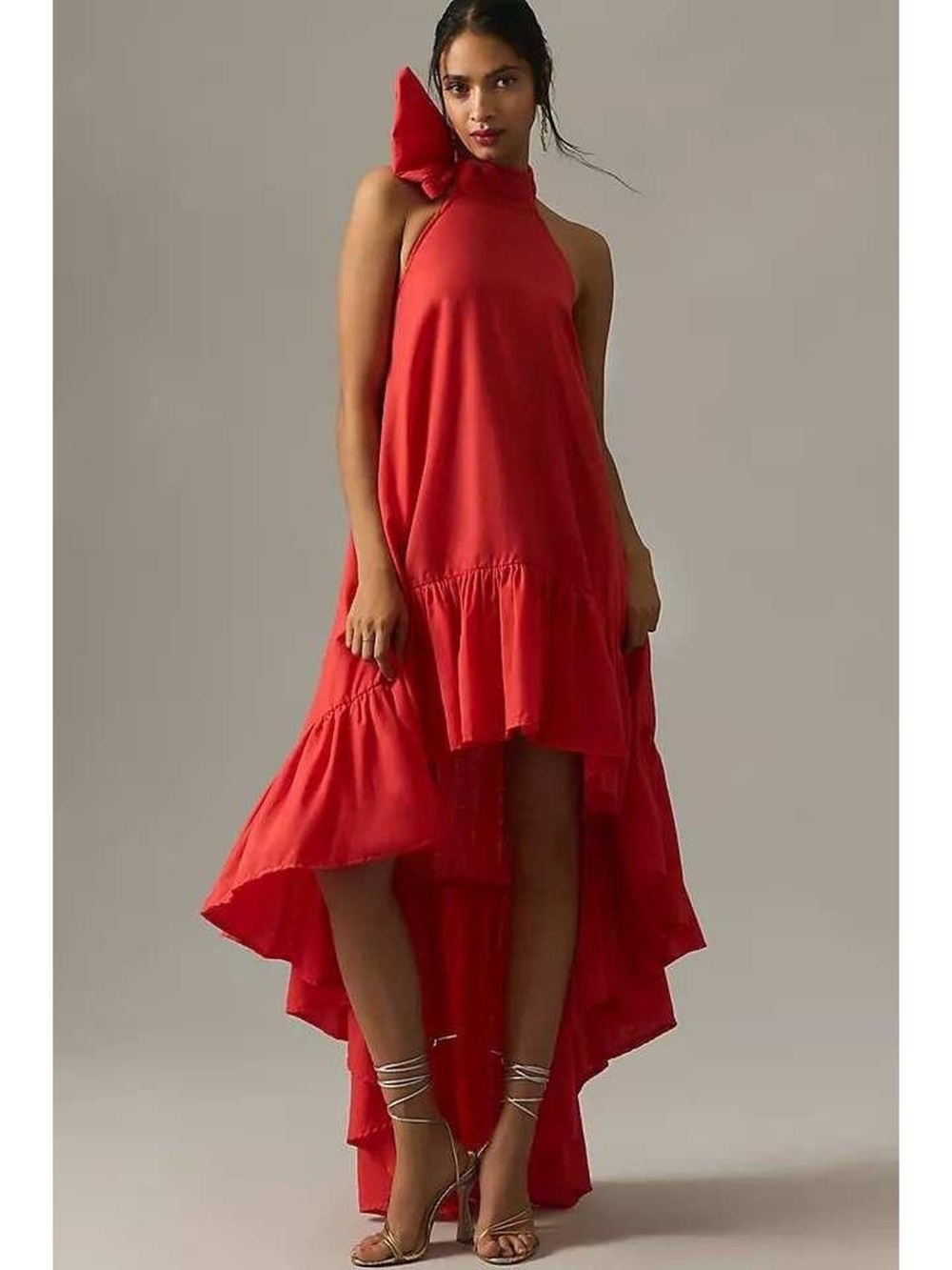 Erica Pena Anthropologie Red-Orange High low dress